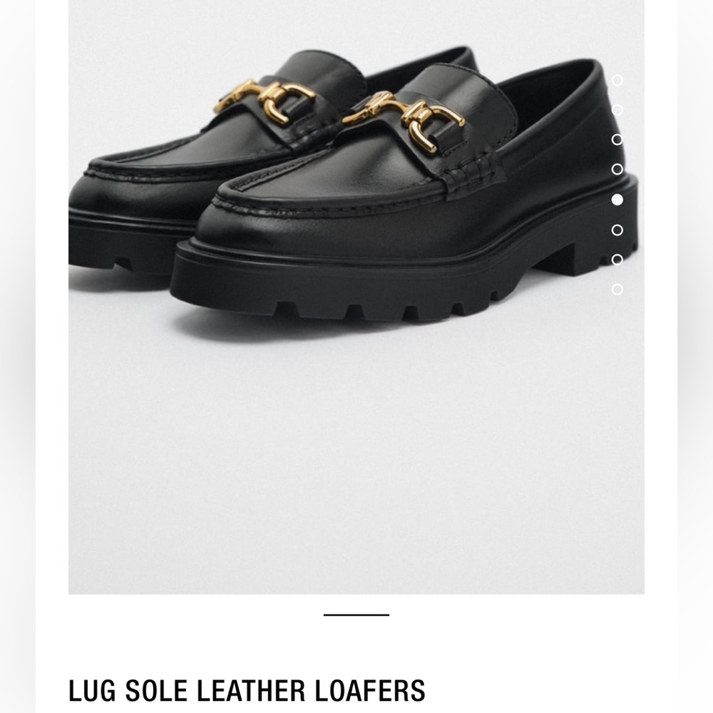 Zara - Lug Sole Leather Loafers, black size 38